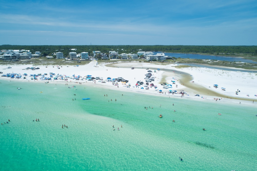 Aerial view of Grayton Beach. 